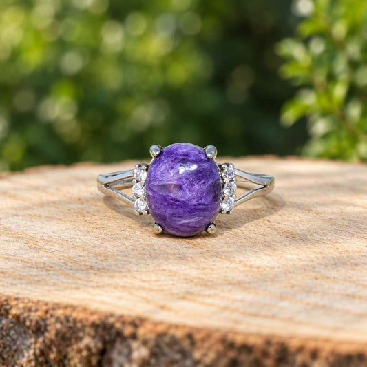Bague réglable en Charoïte (BAG23 - 2)