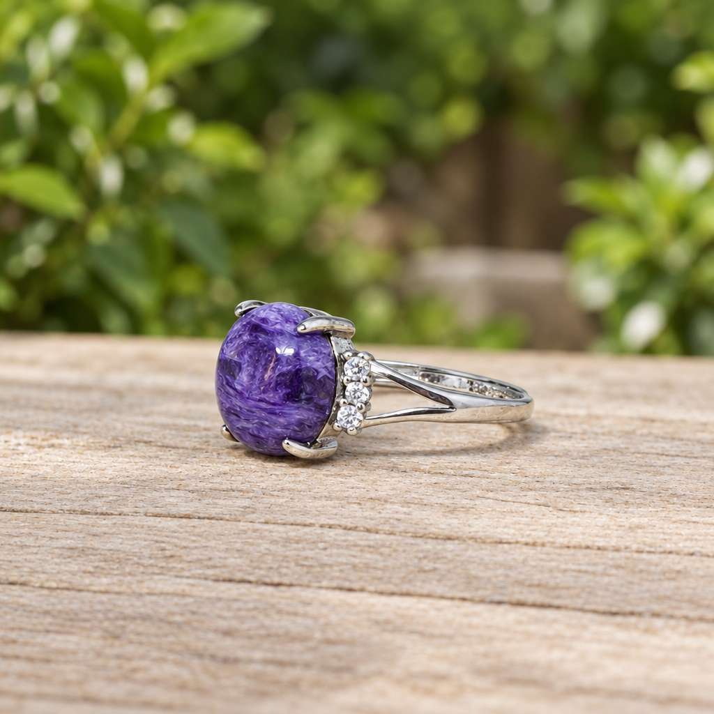 Bague réglable en Charoïte (BAG23 - 2)