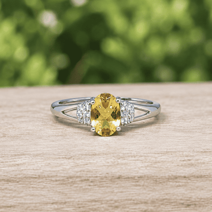 Bague réglable en Citrine et Argent (BAG79)