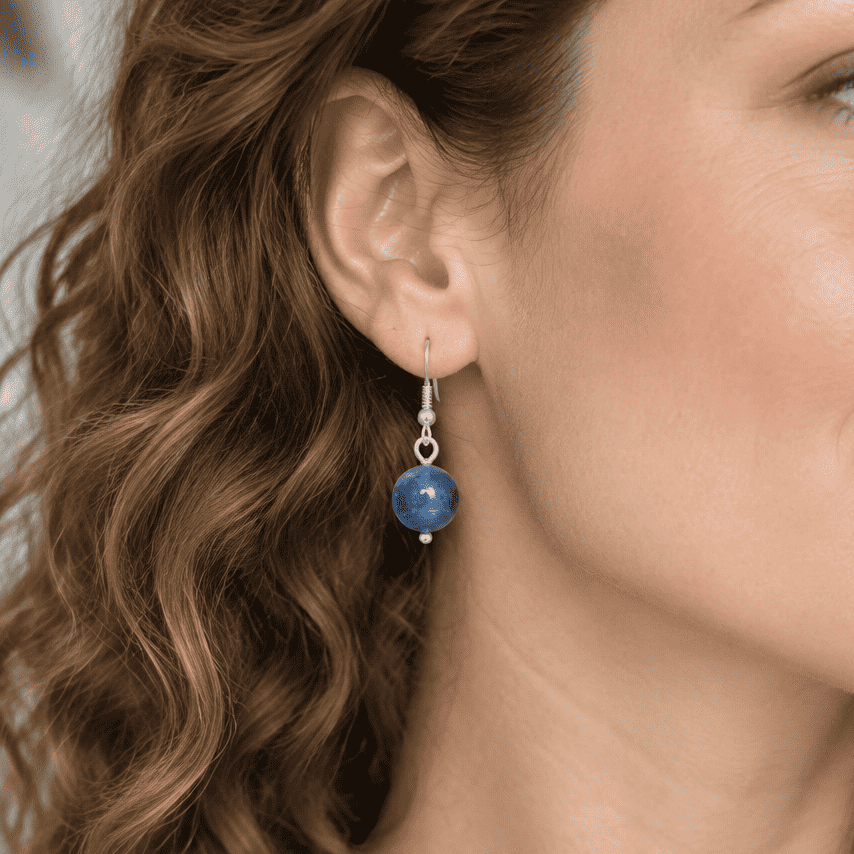 Boucles d'oreilles en Cyanite bleue (BO252)