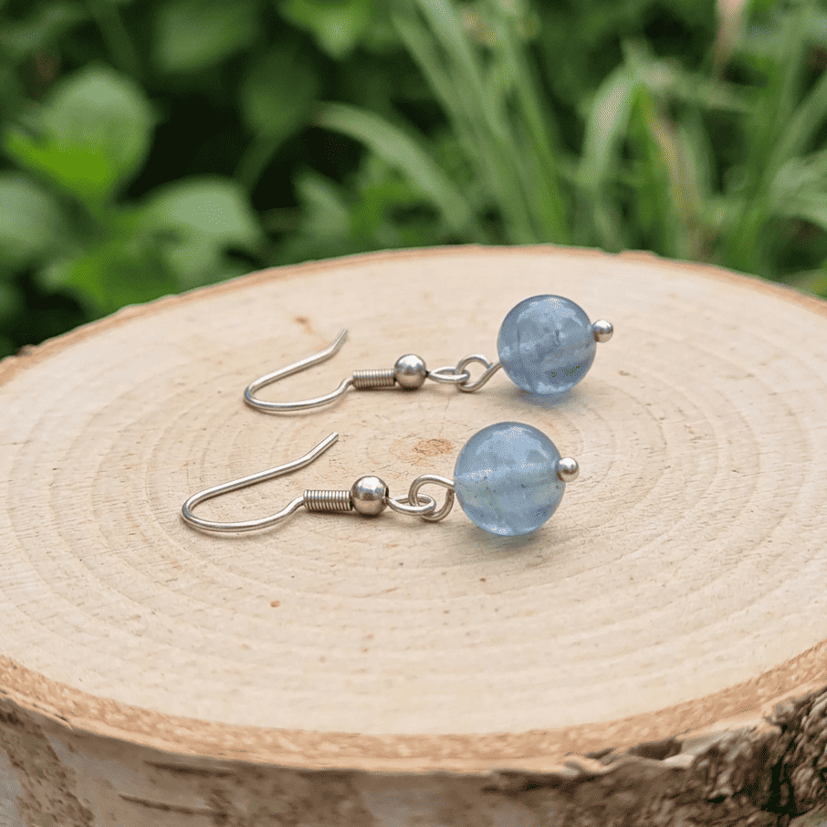 Boucles d'oreilles en Fluorite bleue (BO254)