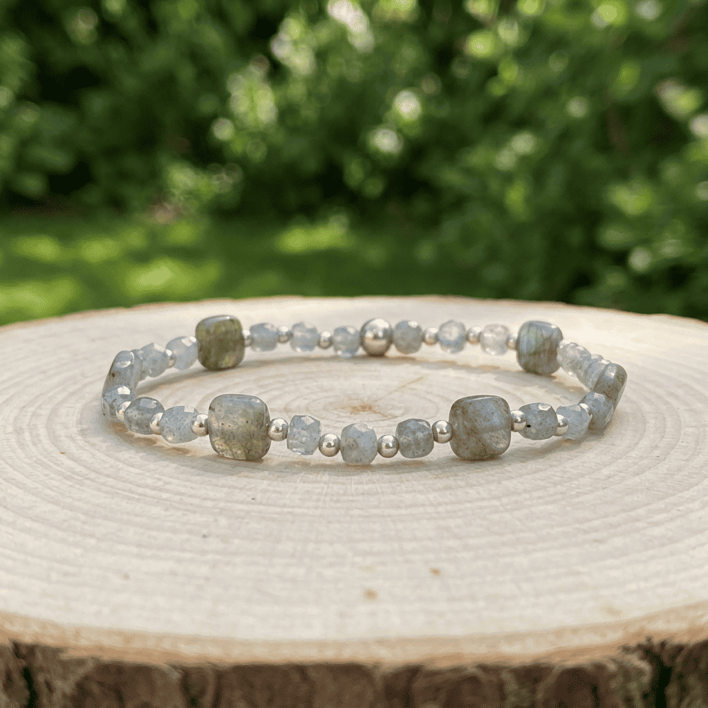 Bracelet en perles de Labradorite carrées - 15
