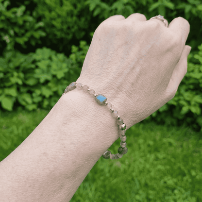 Bracelet en perles de Labradorite carrées