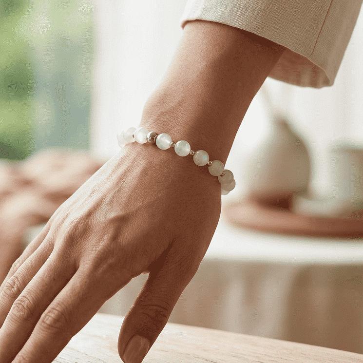 Bracelet en Pierre de Lune blanche