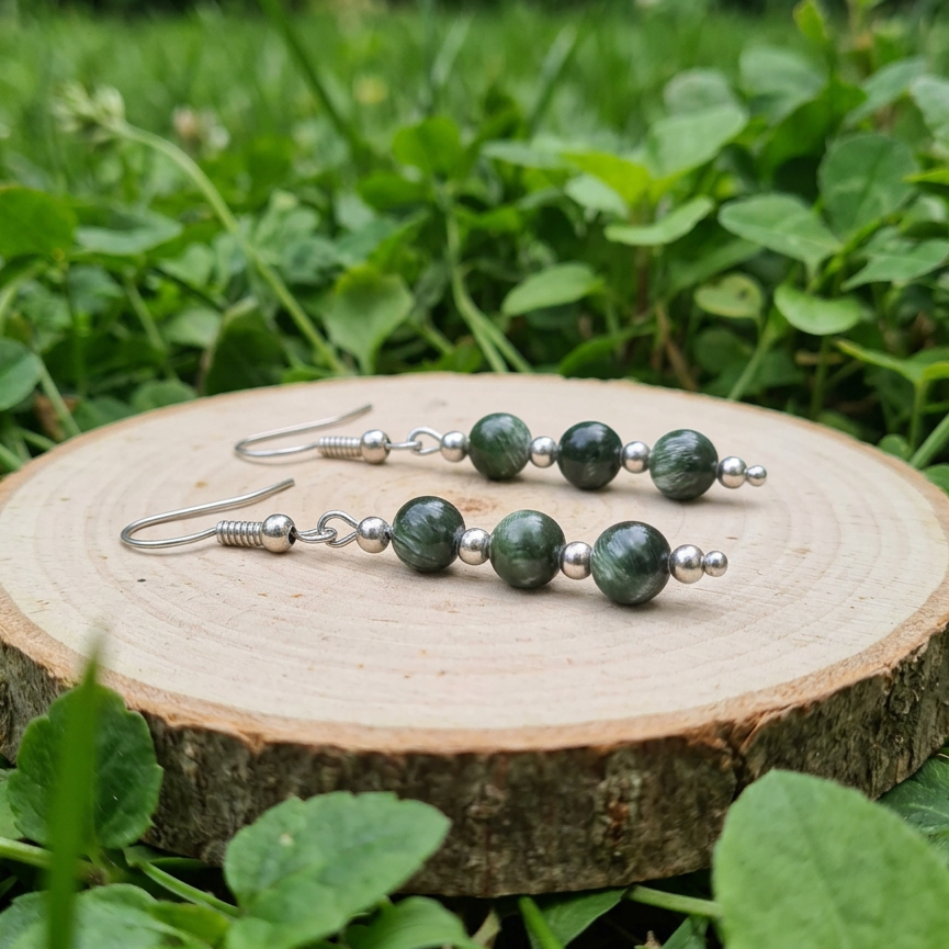 Boucles d'oreilles en Séraphinite (BO232)
