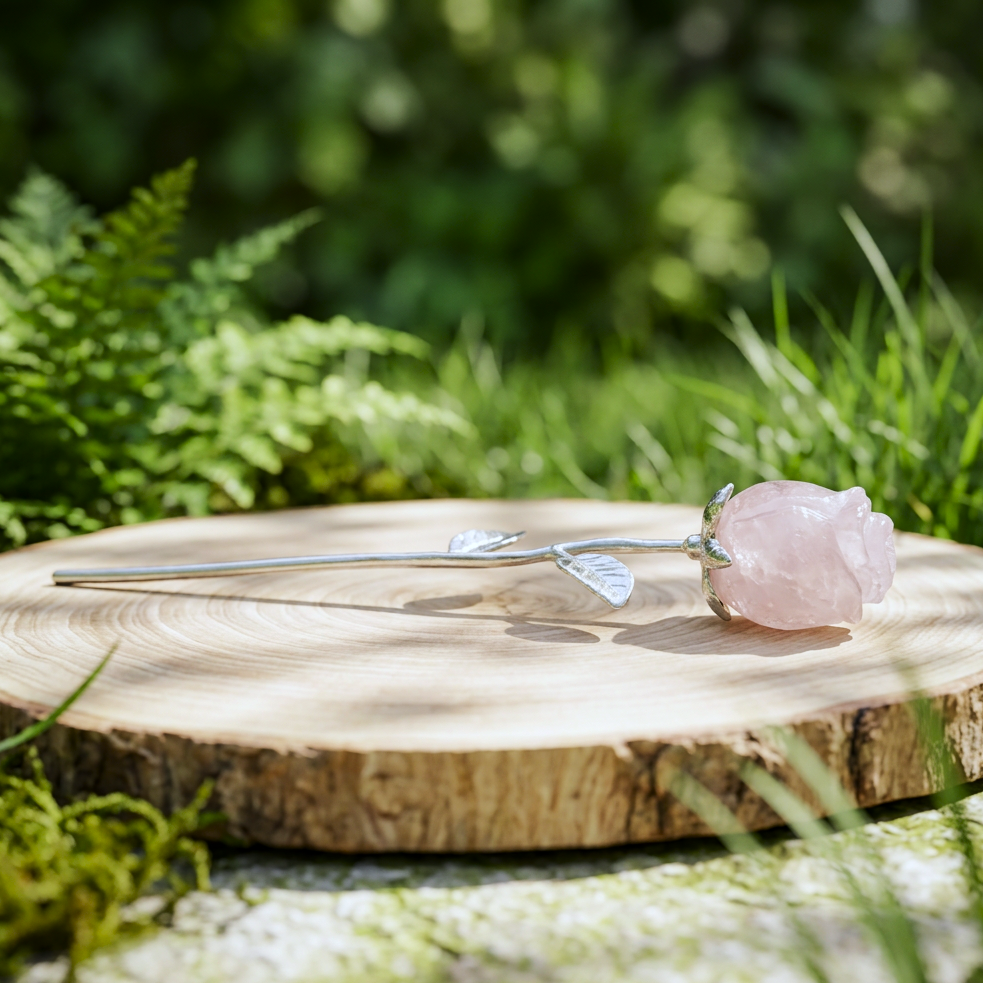 Fleur en Quartz rose et cuivre (PRGFL762)