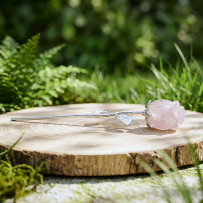 Fleur en Quartz rose et cuivre (PRGFL762)