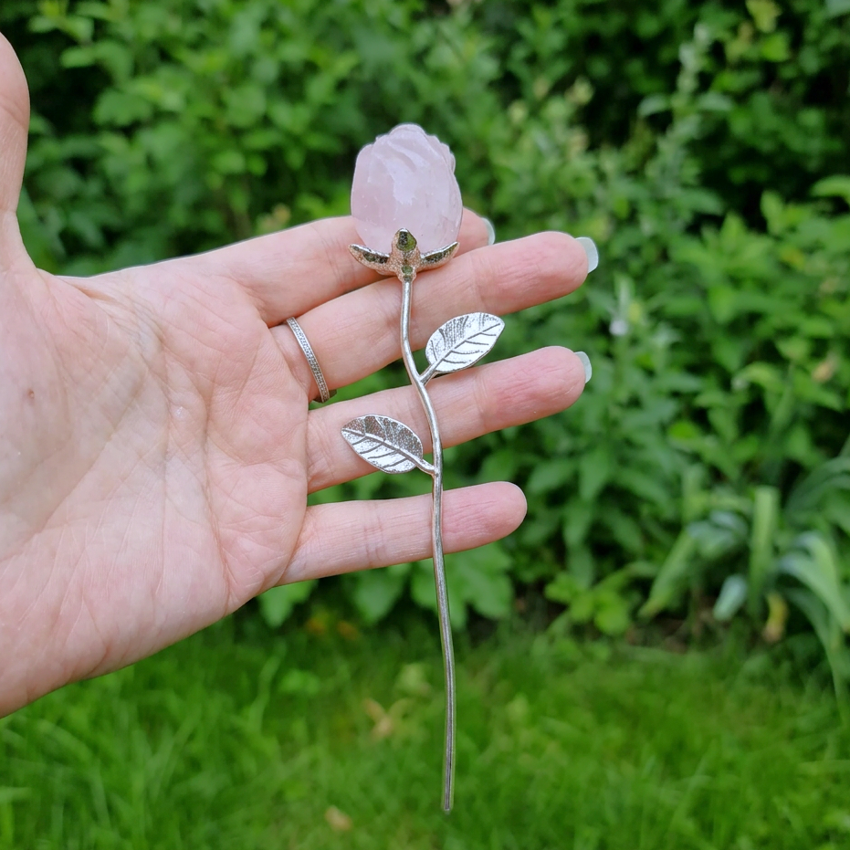 Fleur en Quartz rose et cuivre (PRGFL762)