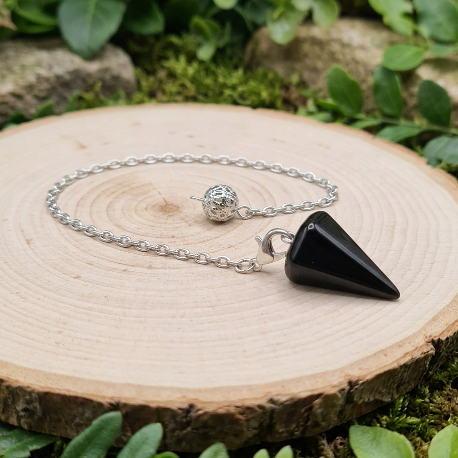 Pendule en Obsidienne noire de petite taille (PEND23)