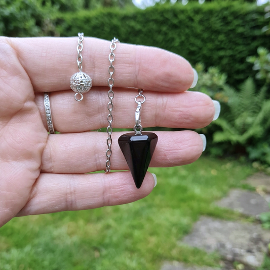 Pendule en Obsidienne noire de petite taille (PEND23)