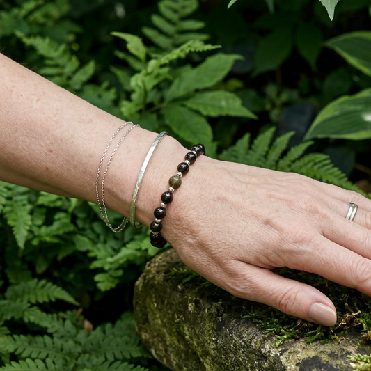 Bracelet en Obsidienne dorée 6mm