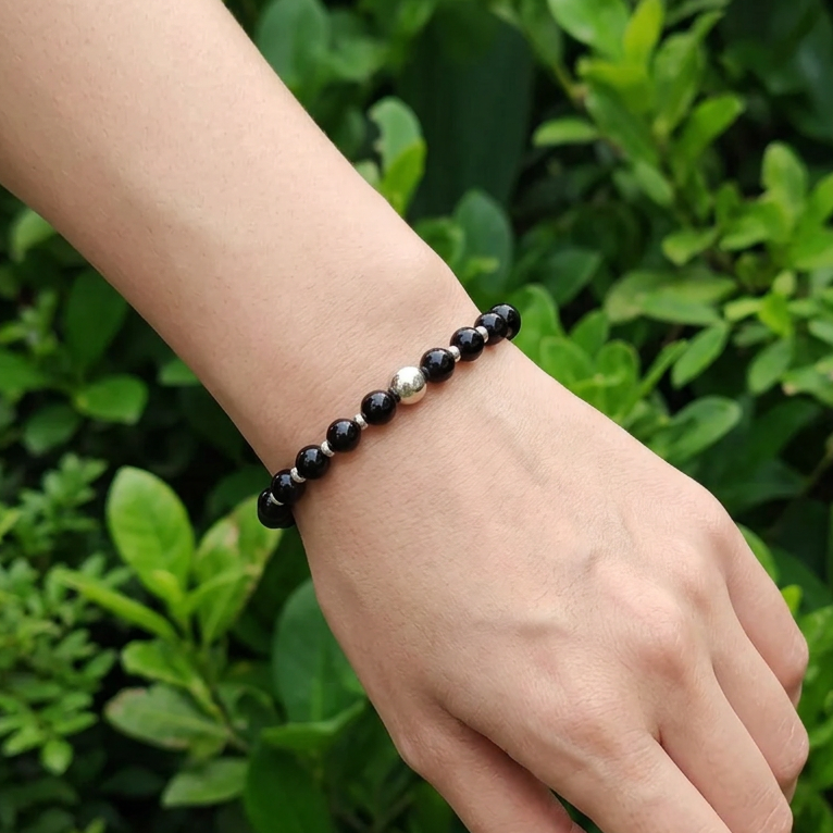 Bracelet en Obsidienne noire 6mm
