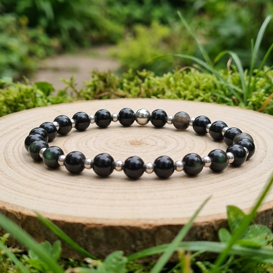 Bracelet en Obsidienne Œil Céleste 6mm - 15