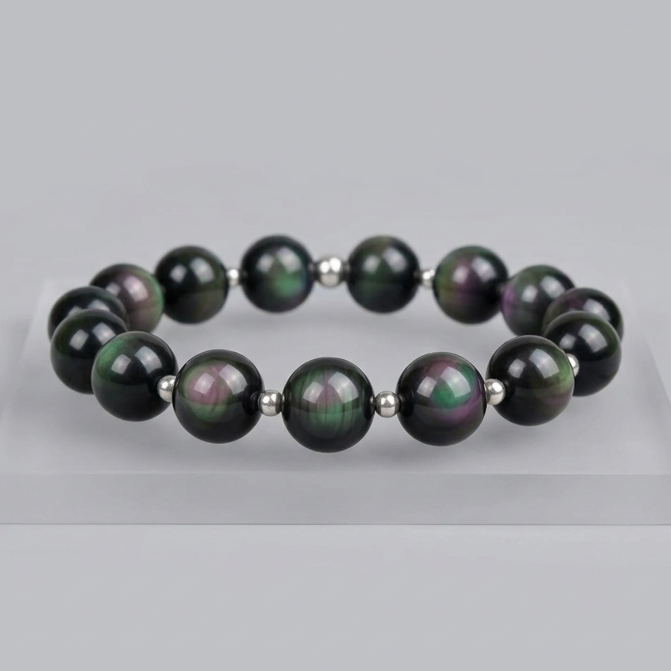 Bracelet en Obsidienne Œil Céleste 12mm