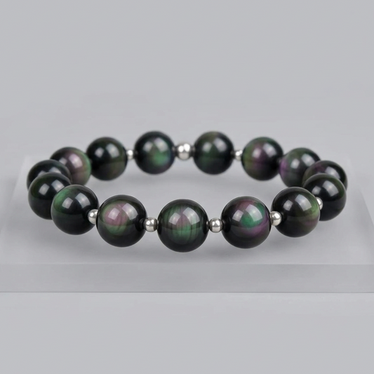 Bracelet en Obsidienne Œil Céleste 12mm