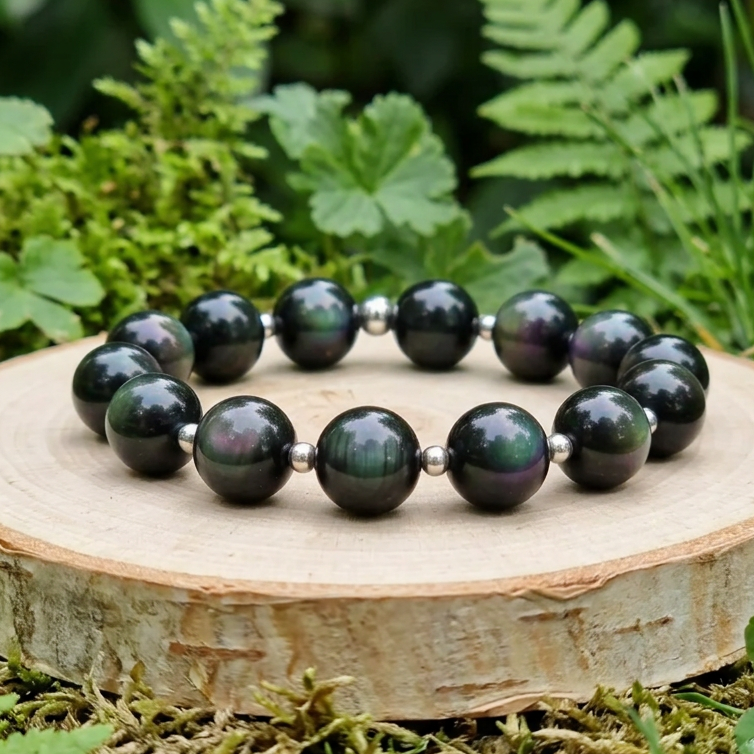 Bracelet en Obsidienne Œil Céleste 12mm