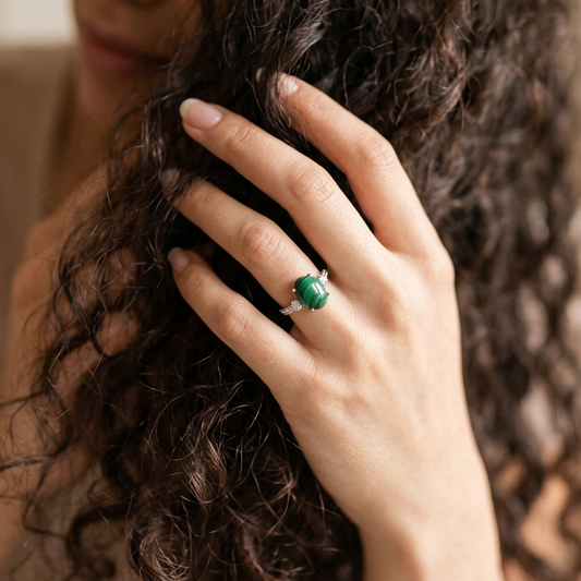 Bague réglable en Malachite (BAG64 - 4)