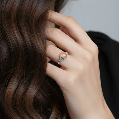 Bague réglable en Pierre de Soleil (BAG62-4)