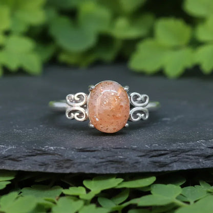 Bague réglable en Pierre de Soleil (BAG62-5)