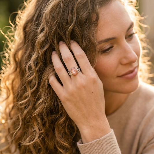 Bague réglable en Pierre de Soleil (BAG62 - 5)