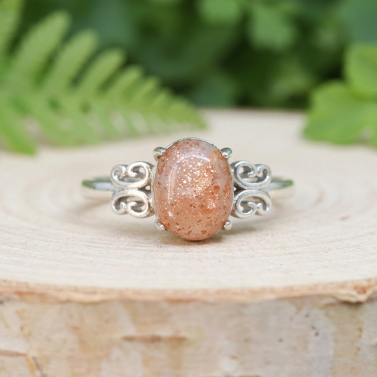 Bague réglable en Pierre de Soleil (BAG62 - 5)