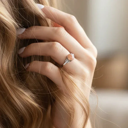 Bague réglable en Pierre de Soleil (BAG62-5)