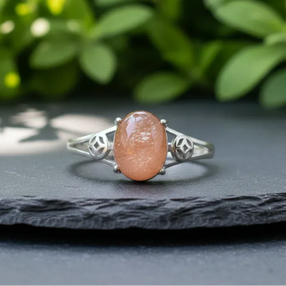 Bague réglable en Pierre de Soleil (BAG62-4)
