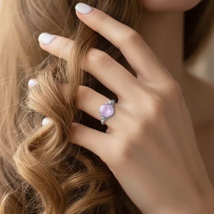 Bague réglable en Kunzite (BAG47-2)