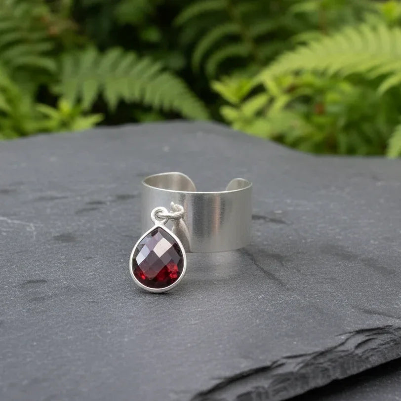 Bague réglable et Grenat facetté (BAGA61)