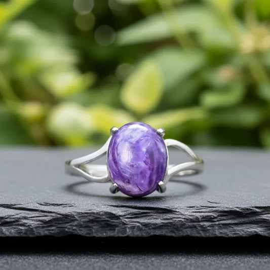 Bague réglable en Charoïte (BAG24-4)