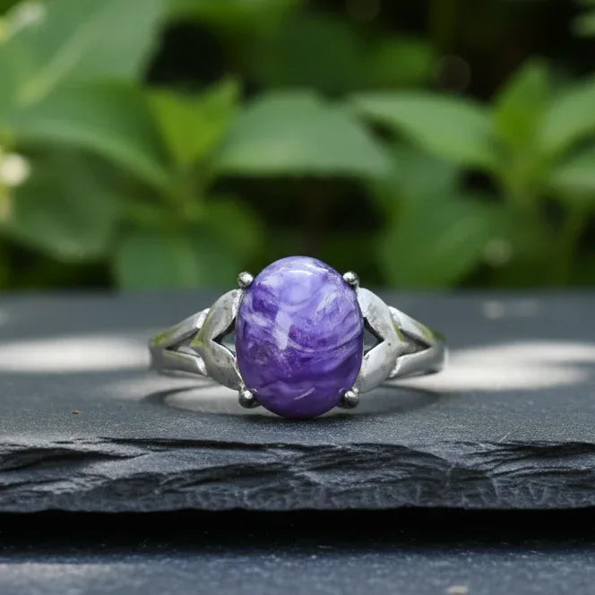 Bague réglable en Charoïte (BAG23)