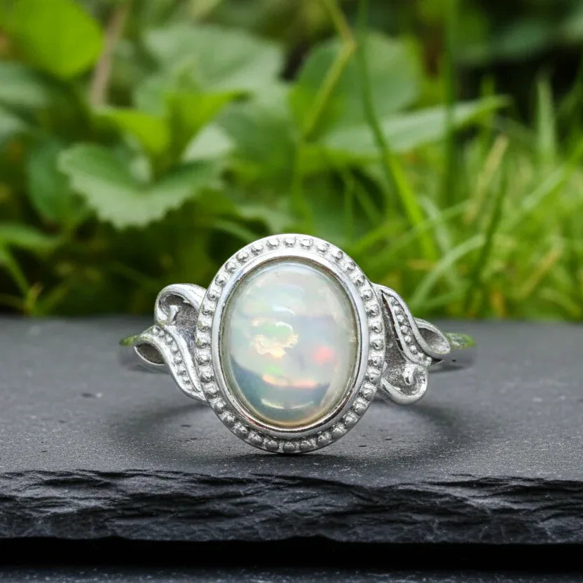 Bague réglable en Opale Welo Cristal (BAG39-1)