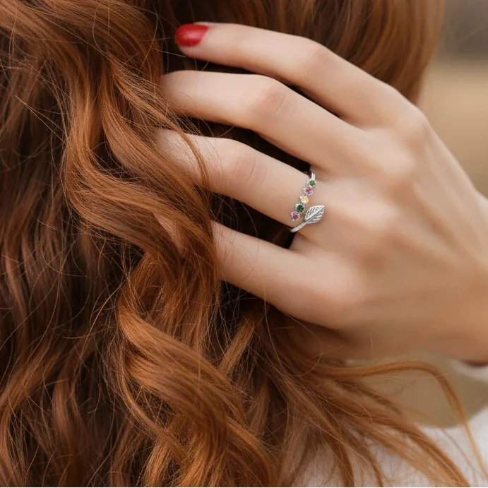 Bague réglable en Tourmaline multicolore et Argent (BAG37-2)