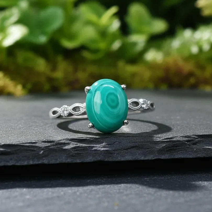 Bague réglable en Malachite (BAG64-3)