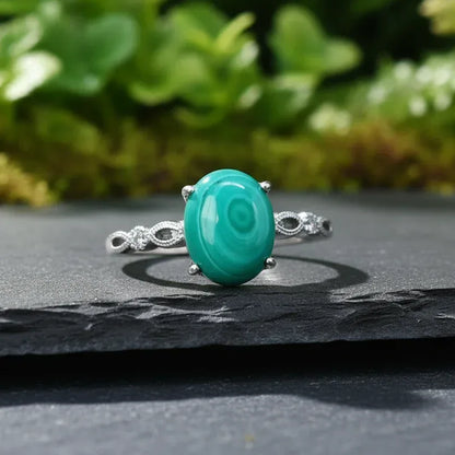 Bague réglable en Malachite (BAG64-3)