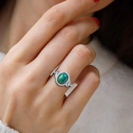 Bague réglable en Malachite (BAG64-2)