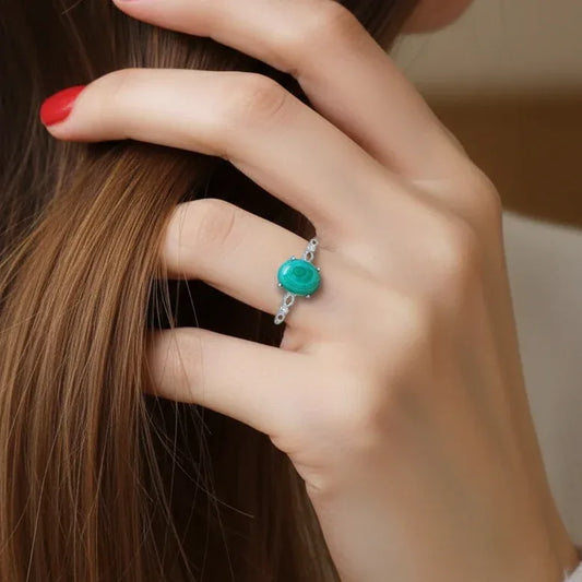 Bague réglable en Malachite (BAG64-3)