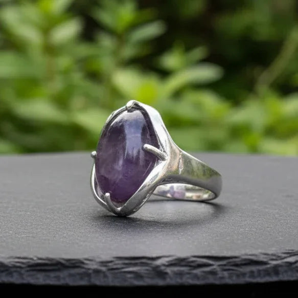 Bague réglable en Améthyste (BAGA5)