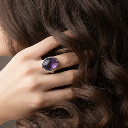 Bague réglable en Améthyste (BAGA6)