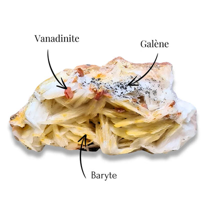 Baryte, Vanadinite et Galène 101g (MB543)