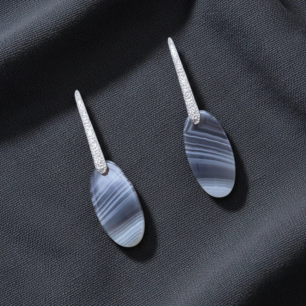 Boucles d'oreilles en Agate du Botswana (BO77)