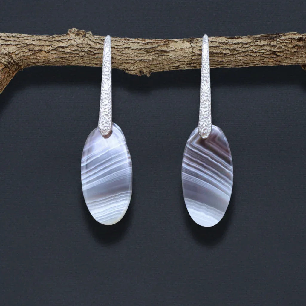 Boucles d'oreilles en Agate du Botswana (BO77)