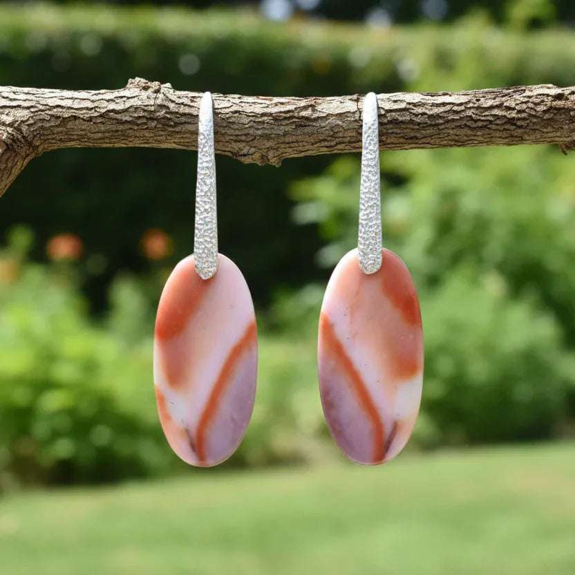 Boucles d'oreilles en Jaspe Mookaïte (BO111)