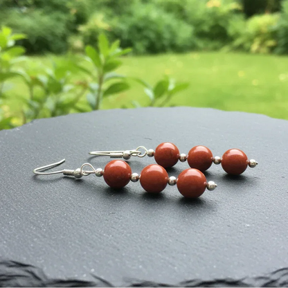 Boucles d'oreilles en Jaspe Rouge (BO228)