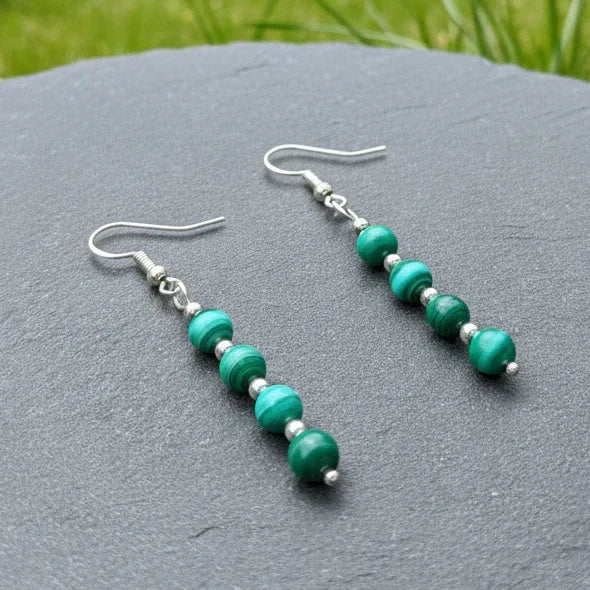 Boucles d'oreilles en perles de Malachite (BO212)