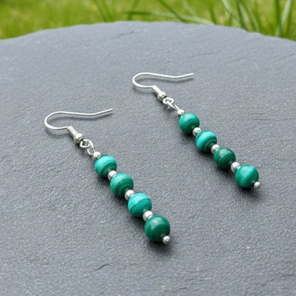 Boucles d'oreilles en perles de Malachite (BO212)