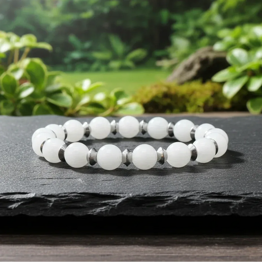 Bracelet en Célestine blanche 8mm