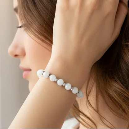 Bracelet en Célestine blanche 8mm