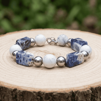 Bracelet en Sodalite et Howlite - ENAE Minéraux