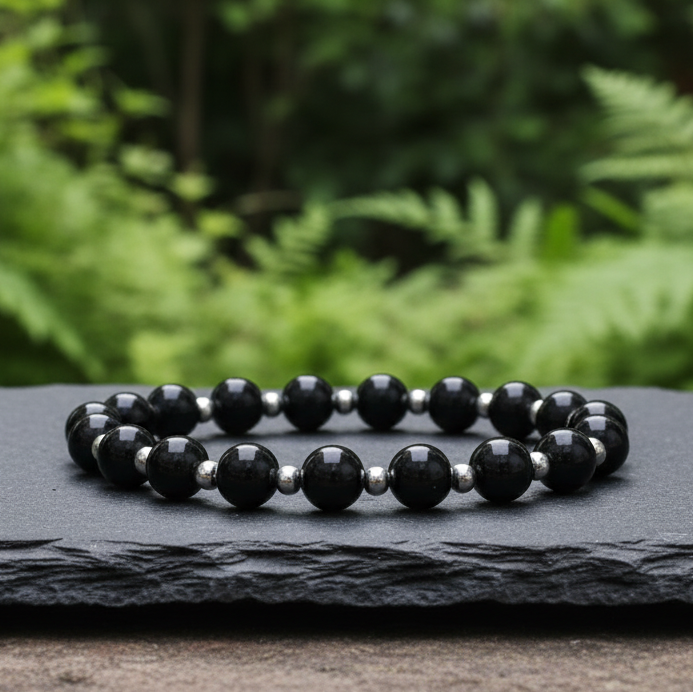Bracelet en Spinelle noir 6mm